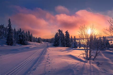 Sunset On The Ski Trail Norway By Jørn Allan Pedersen 500px