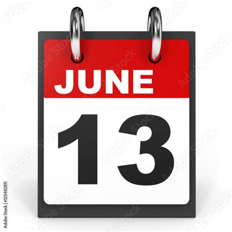 June 13 Calendar On White Background Stockfotos Und Lizenzfreie