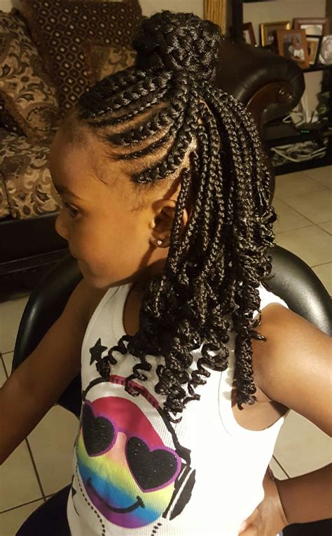 Single Box Braid In Back With Cornrows Hair Styles Braids For Kids