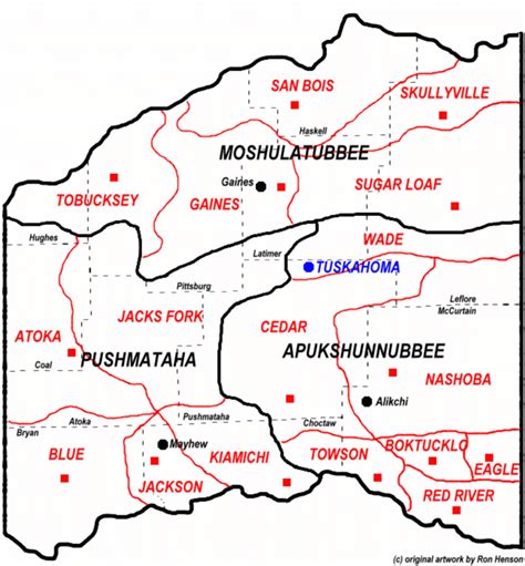 Map Of Choctaw Districts In Indian Territory At Removal Download