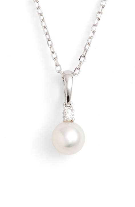 Mikimoto Pearl And Diamond Pendant Necklace Nordstrom