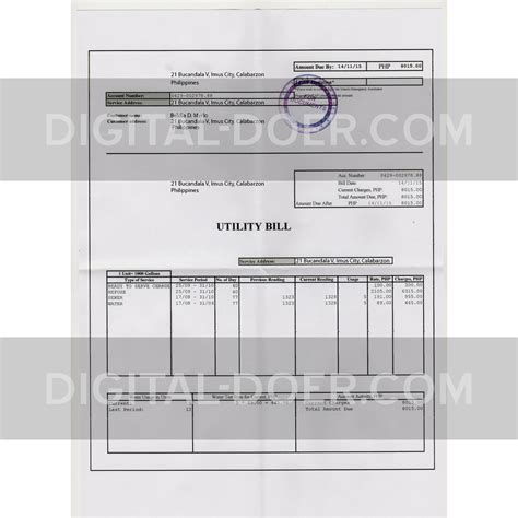 Philippines Utility Bill Proof Of Address Psd Template