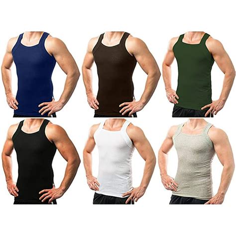 Different Touch Different Touch Men S 6 Pack G Unit Style Square Cut Tank Tops Underwear Shirt