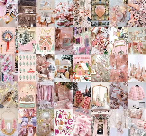 Pink Christmas Collage Kit Digital Boujee Pink Collage Kit Etsy