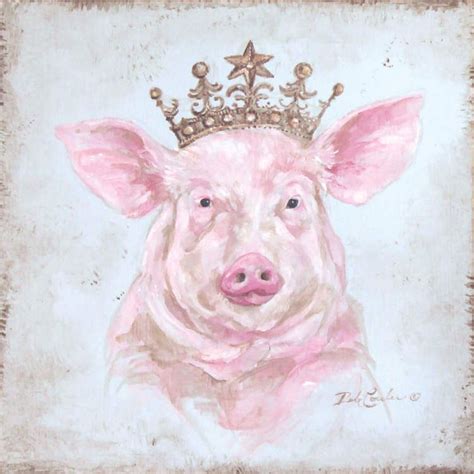 Crowned Pig Canvas Art Print By Debi Coules Icanvas Pig Painting