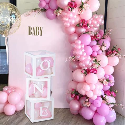 Fengrise 1st Birthday Party Decoration Boxes Girls First One Balloon Boxes With One Letter For