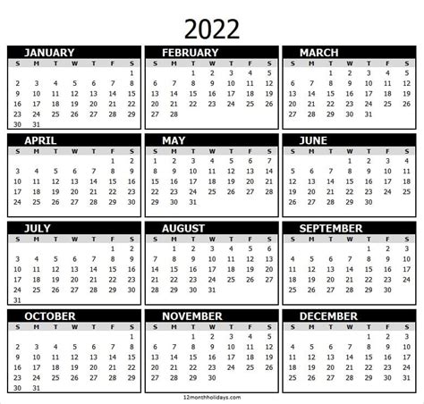 Printable Pdf Blank Calendar 2022 Jan To Dec 2022 Calendar Editable