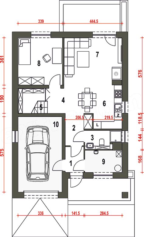Projekt Domu Mazurek Iii Z Garażem 1 St A Architect House Floor