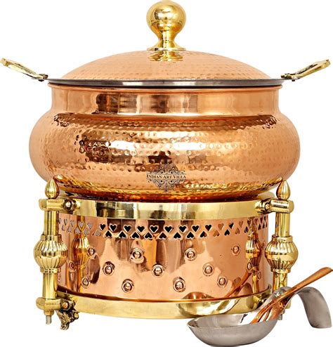 Buy Indian Art Villa Steel Copper Chafing Dish With Sigdi Design Gel Fuel Stand Buffet Warmer