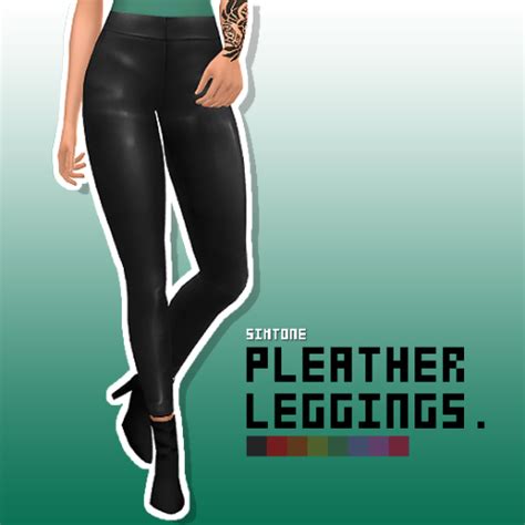 Simtone Pleather Leggings Pants For Women Sims 4