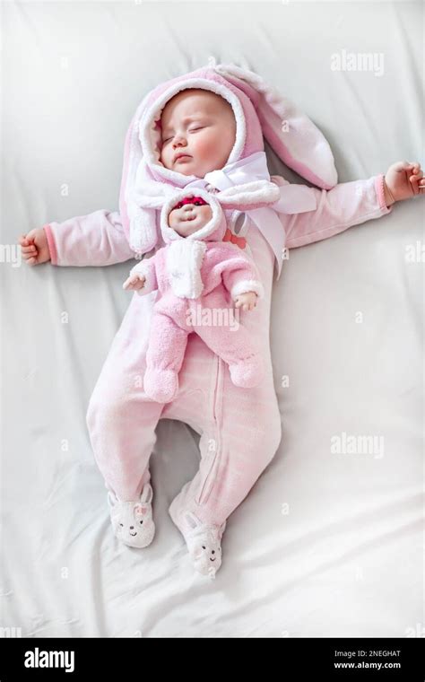 Funny Baby Sleeping On Bed At Home Child Daytime Bottom Up Sleeping