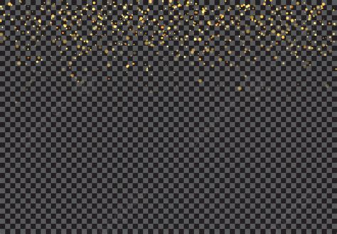 Gold Falling Glitter Particles Effect On Transparent Background