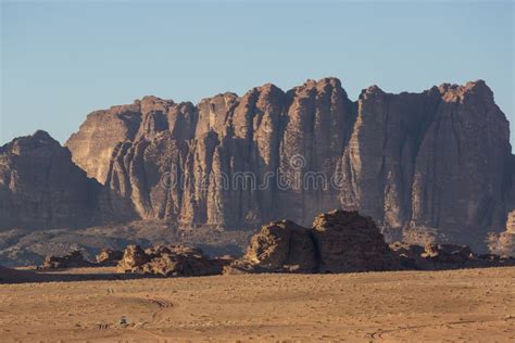 Wadi Rum The Moon Valley Desert Landscape At Sunset Time Jordan Stock