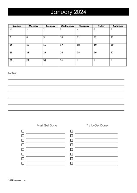 Free Printable January 2024 Calendar Customize Online