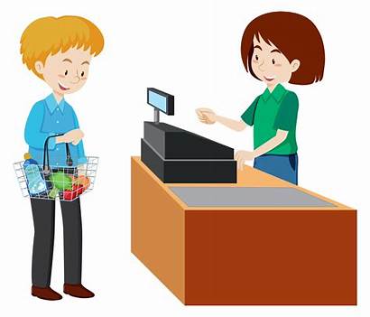 Cashier Paying Supermarket Vector Clipart Graphics System