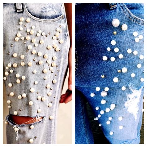 Diy Pearl Embellished Jeans Haute Homebody