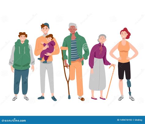 Group Of Diverse People Mixed Age Standing Together Stock Vector