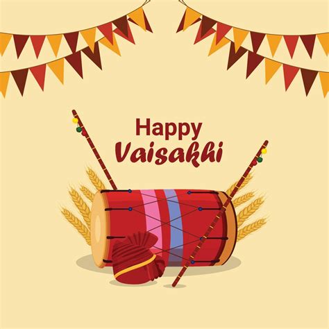 Happy Vaisakhi Flat Design Concept With Vector Illustartion And