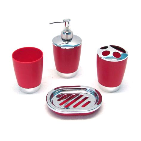 Find great deals on ebay for red bathroom accessories. 4 Piece Solid Shine Bath Accessories Set With Chrome ...