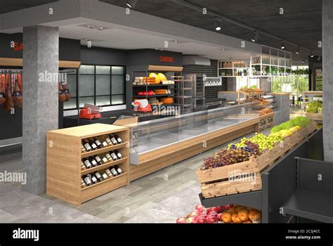 3d Visualization Of The Interior Of The Grocery Store Design In Loft