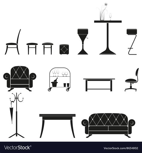 Furniture Silhouette Set Royalty Free Vector Image