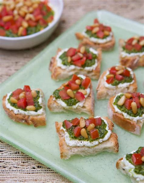 Goat Cheese Pesto Crostini A Well Seasoned Kitchen