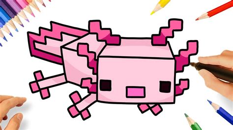 How To Draw Minecraft Axolotl Drawing Minecraft Mobs Youtube