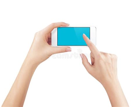 Female Hands Holding Mobile Phone With Blank Screen Isolated Stock