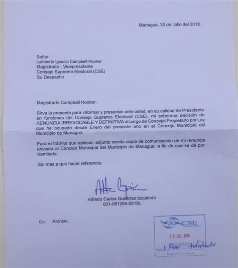 Descargar Carta De Renuncia Con Preaviso Honduras