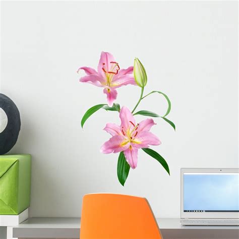 Pink Lily Flowers Wall Decal By Wallmonkeys Peel And Stick Graphic 18