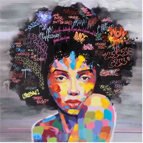 New Graffiti Street Wall Art Abstract Modern African Women Portrait Canvas Oil Painting On