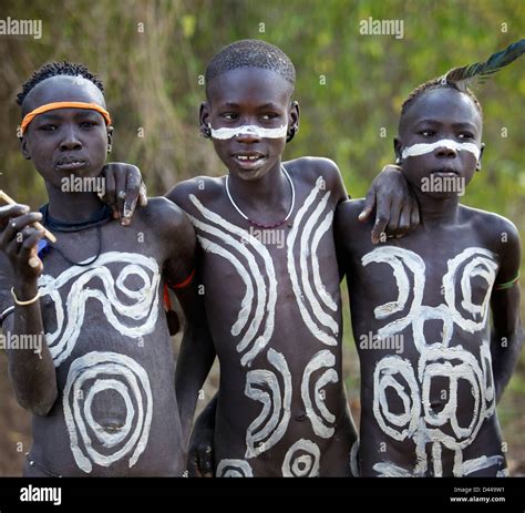 Tribal Mursi Boys Stock Photo Alamy