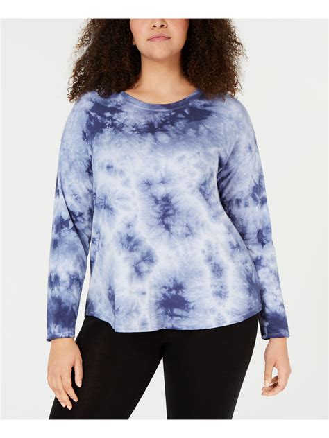 Calvin Klein 59 Womens New 0162 Blue Tie Dye Drop Shoulder Top 2x Plus