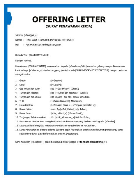 Contoh Offer Letter Kerja Offering Letter Pengertian Vrogue Co