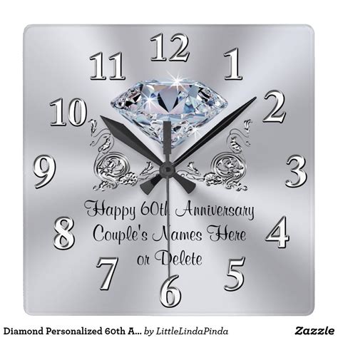 Diamond Personalized Th Anniversary Gifts Clock Zazzle Com