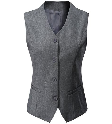 Womens Fully Lined 4 Button V Neck Economy Dressy Suit Vest Waistcoat