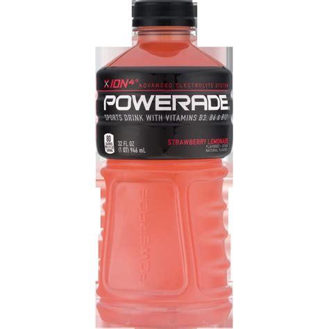 Powerade Strawberry Lemonade Ion4 Electrolyte Enhanced Fruit Flavored