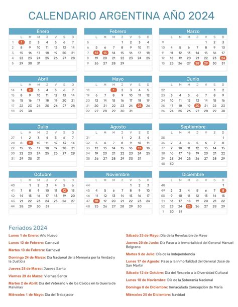 Calendario 2024 Argentina Con Feriados Para Imprimir ¡planifica Tu Año