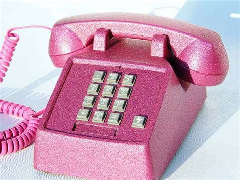 Pink Glitter Vintage Phone Push Button Telephone 7800 Via Etsy