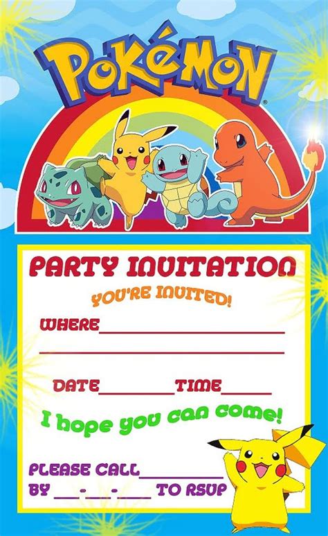 Pokemon Birthday Invitations Free Printable Birthday Invitation