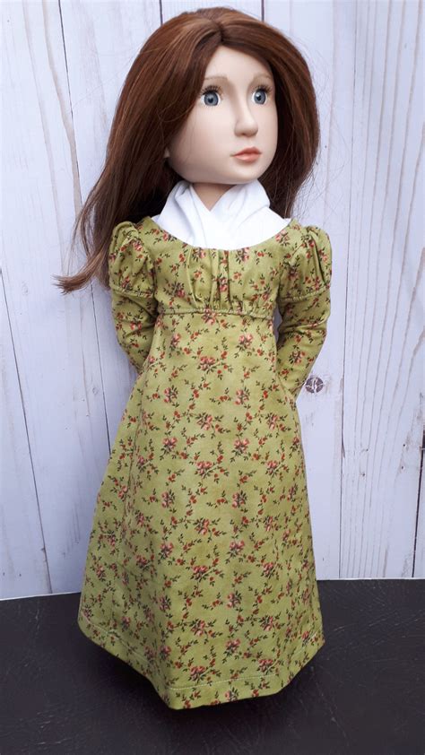 16 Doll Clothes Moss Green Long Sleeved Regency Dress To Fit A Girl For All Time By