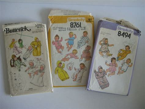 Lot Of 3 Vintage Baby Sewing Patterns Butterick Simplicity Newborn 6