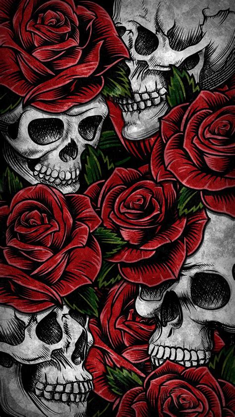 Roses And Skulls Iphone Wallpaper Iphone Wallpapers