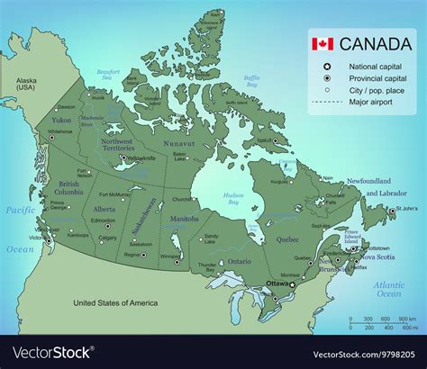 Canada Map With Provinces All Territories Vector Image