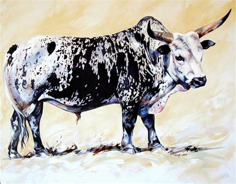 Terry Kobus Originals Gallery Nguni Bull Dappled Black And White