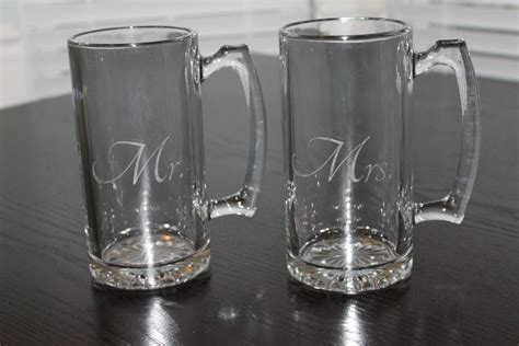 Custom Etched Beer Mugs Mr And Mrs