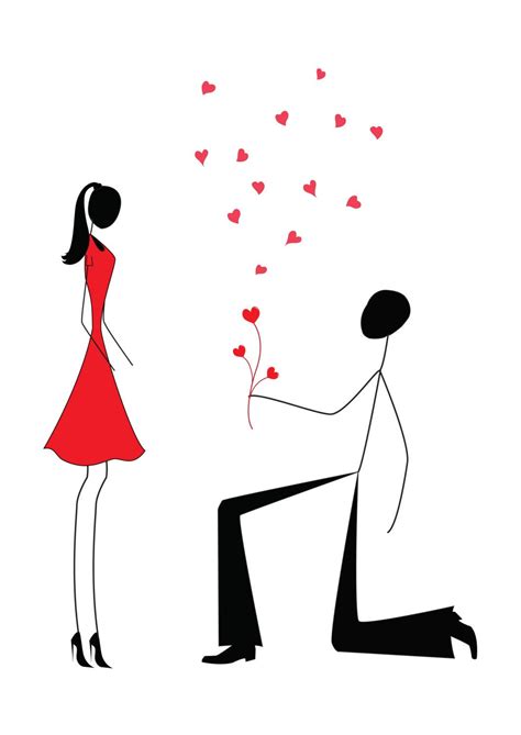 Proposing Stick Figures Man Proposing To A Woman While Standing