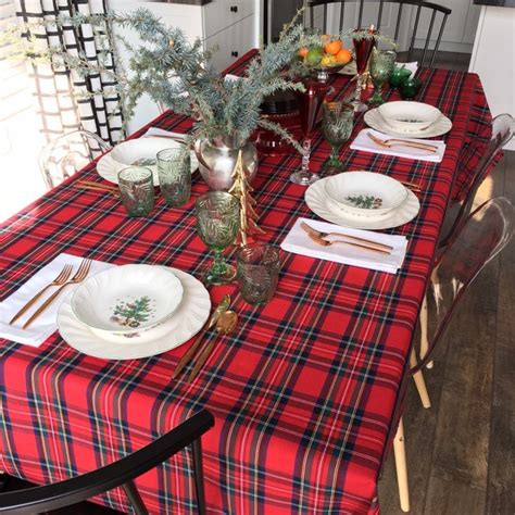 Red Tartan Plaid Tablecloth Red Christmas Tablecloth Christmas Plaid