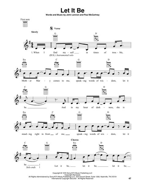 Find your perfect arrangement and access a variety of transpositions so you lyrics begin: Let It Be Sheet Music | The Beatles | Banjo Tab