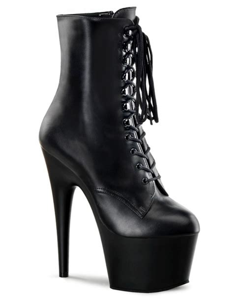 Adore Black Leather Platform Ankle Boot